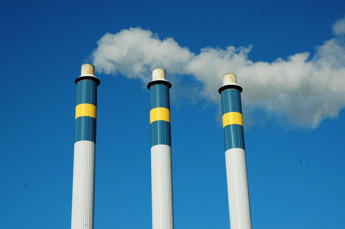 Chimneys of JCS plant: A look from accumulation tank, Klapeida/Lithuania